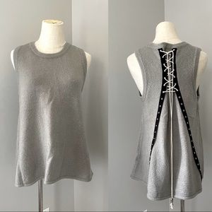 POL Soft knit sleeveless Laced Back Sweater Tank